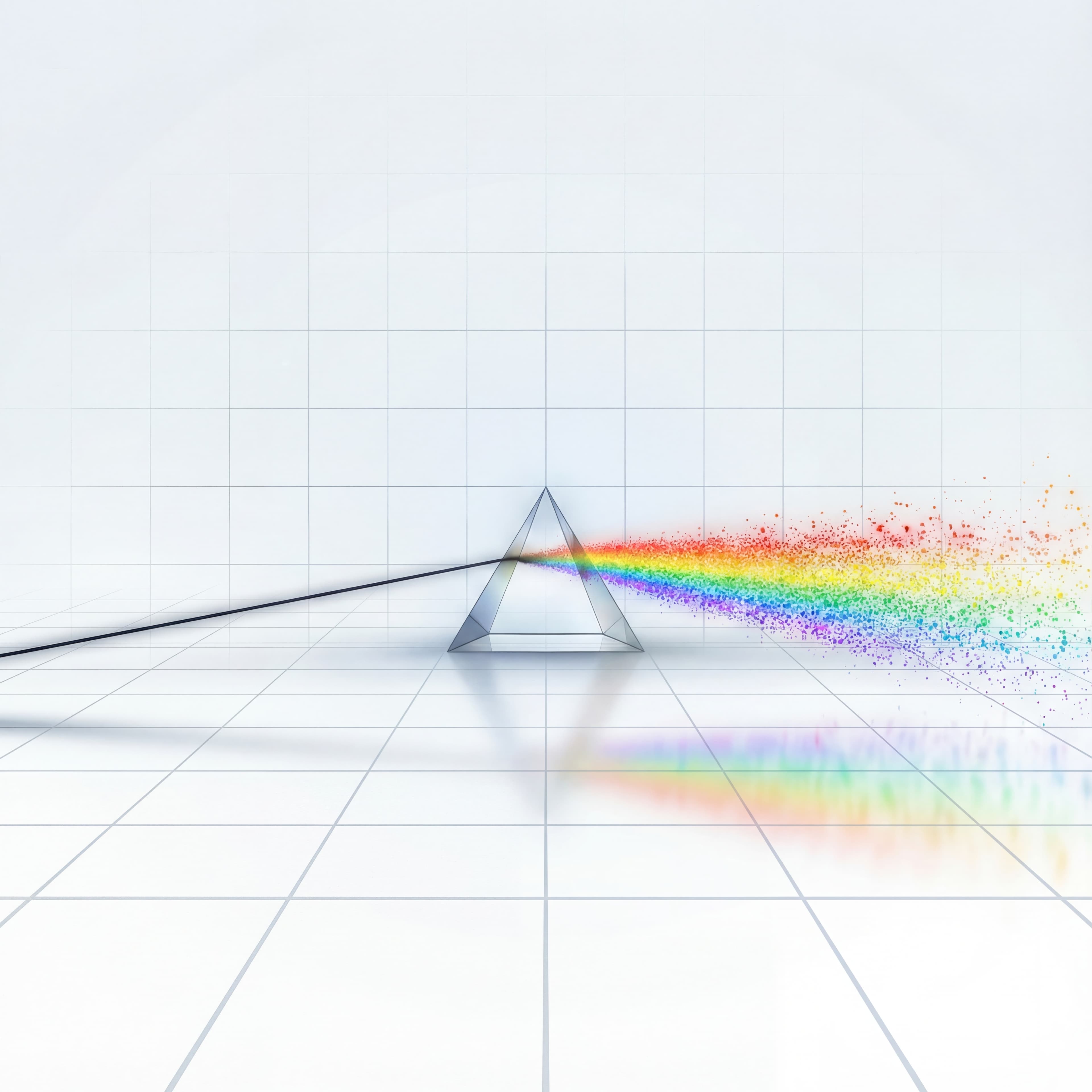 Light beam splitting into a spectrum through a prism